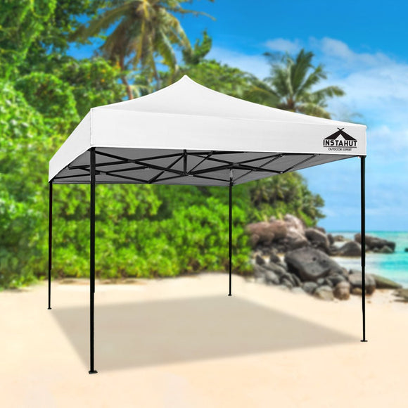 Instahut Gazebo Pop Up 3x3m w/Base Podx4 Marquee Folding Outdoor Wedding Camping Tent Shade Canopy White - RnR Galore