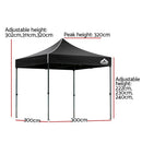 Instahut Gazebo Pop Up Marquee 3x3 Folding 500D Wedding Tent Base Pod Black - RnR Galore
