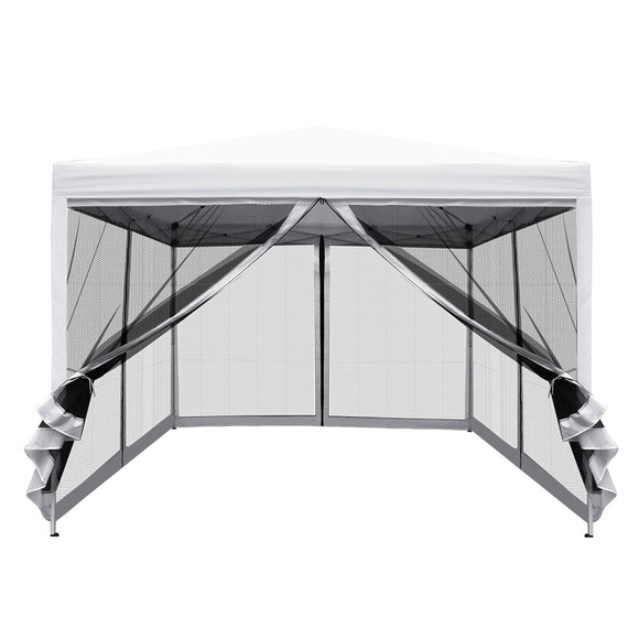 Instahut Gazebo Pop Up Marquee 3x3m Wedding Party Outdoor Camping Tent Canopy Shade Mesh Wall White - RnR Galore