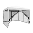 Instahut Gazebo Pop Up Marquee 3x3m Wedding Party Outdoor Camping Tent Canopy Shade Mesh Wall White - RnR Galore