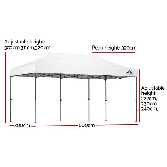 Instahut Gazebo Pop Up Marquee 3x6 Folding 500D Wedding Tent Base Pod White - RnR Galore