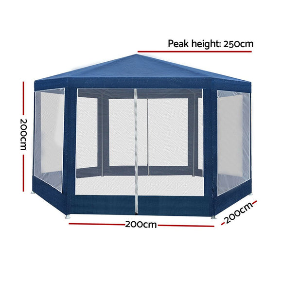 Instahut Gazebo?2x2m Marquee Wedding Party Tent Outdoor Camping Mesh Wall Canopy Shade Gazebos Navy - RnR Galore
