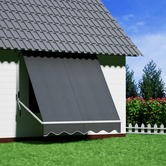Instahut Retractable Fixed Pivot Arm Window Awning Outdoor Blinds 2.1X2.1M Grey - RnR Galore