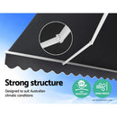 Instahut Retractable Folding Arm Awning Manual Sunshade 2.5Mx2M Grey - RnR Galore