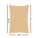 Instahut Shade Sail 3x6m Rectangle 185GSM 95% Sand Shade Cloth - RnR Galore