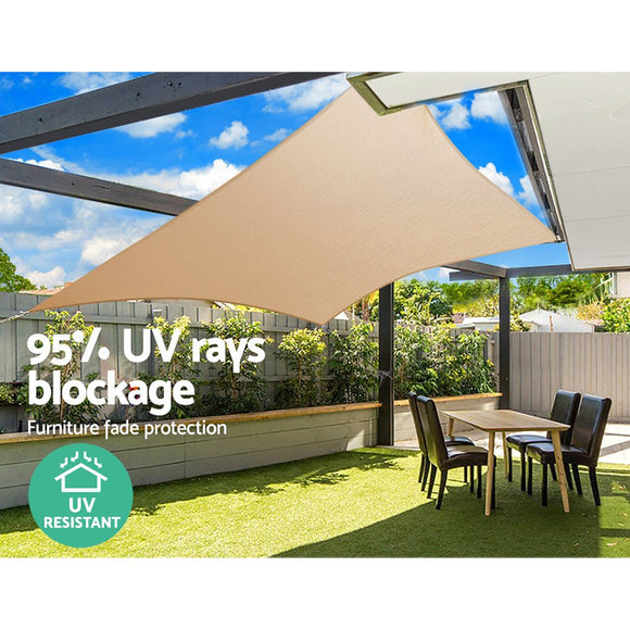 Instahut Shade Sail 3x6m Rectangle 185GSM 95% Sand Shade Cloth - RnR Galore