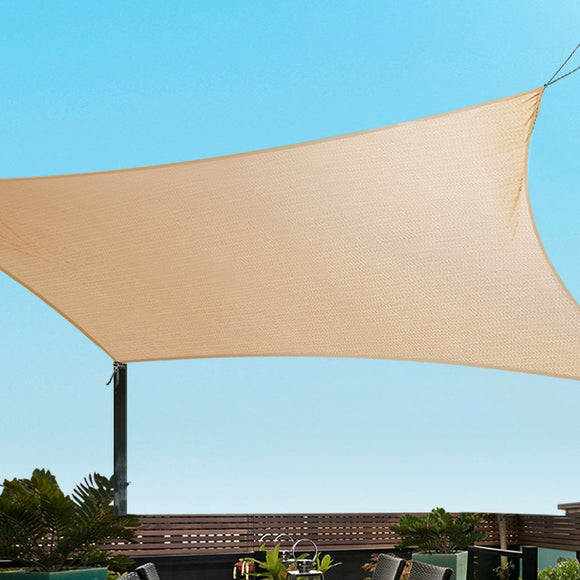 Instahut Shade Sail 3x6m Rectangle 185GSM 95% Sand Shade Cloth - RnR Galore