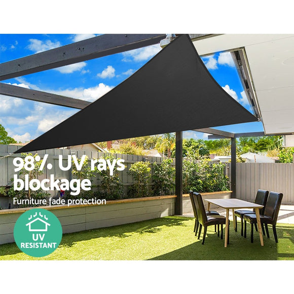 Instahut Shade Sail 5x5x5m Triangle 280GSM 98% Black Shade Cloth - RnR Galore