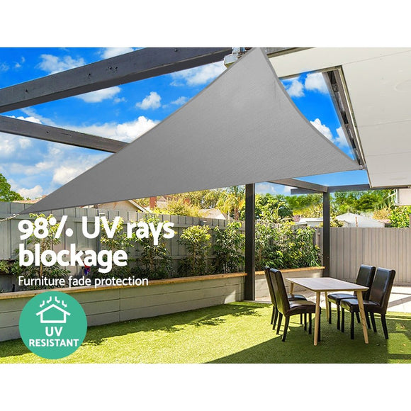 Instahut Shade Sail 6x6x6m Triangle 280GSM 98% Grey Shade Cloth - RnR Galore