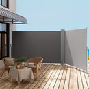 Instahut Side Awning Sun Shade Outdoor Retractable Privacy Screen 1.8X6M Grey - RnR Galore