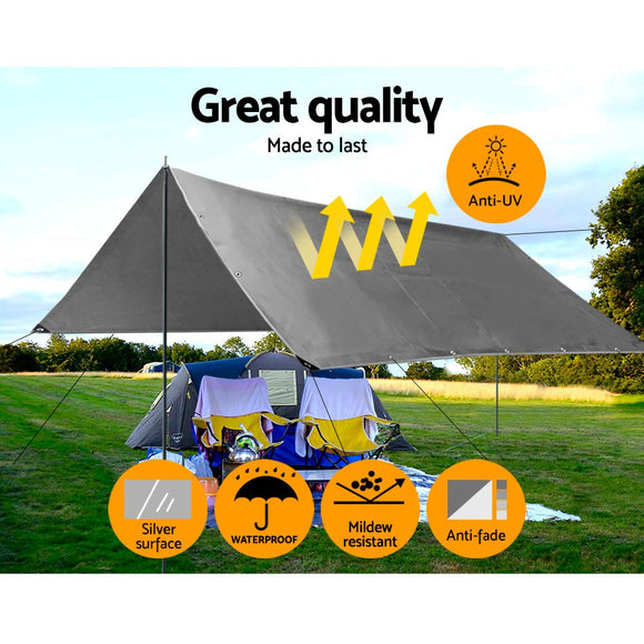 Instahut Tarp Tarpaulin 3x3.6m Canvas Camping Heavy Duty Sun Cover - RnR Galore