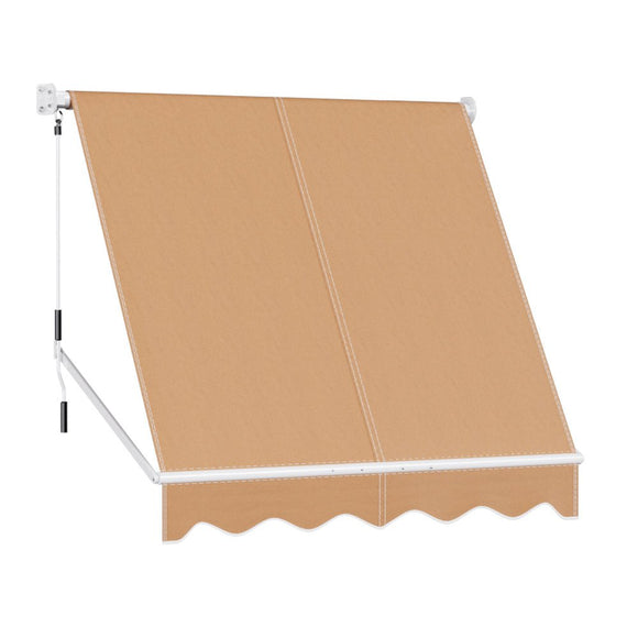 Instahut Window Fixed Pivot Arm Awning Outdoor Retractable Canopy 2.1X2.1M Beige - RnR Galore