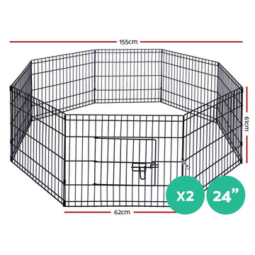 i.Pet 2x24" 8 Panel Dog Playpen Pet Fence Exercise Cage Enclosure Play Pen - RnR Galore