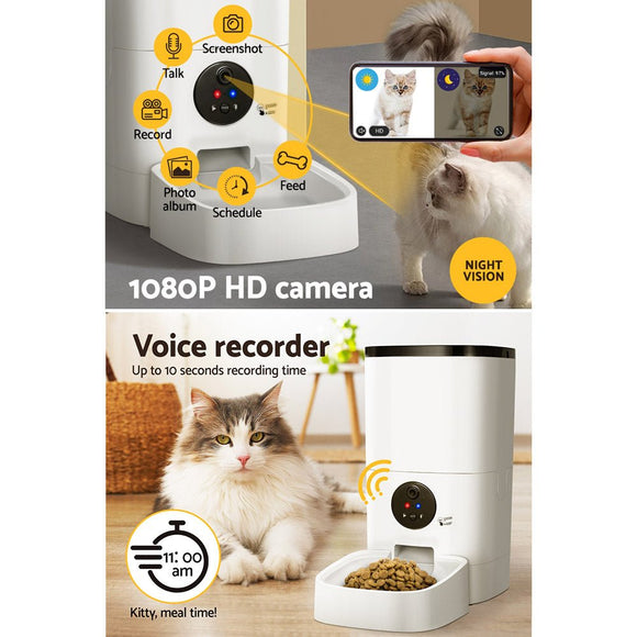 i.Pet Automatic Pet Feeder 6L Wifi Camera Dog Cat Smart Food Dispenser Timer - RnR Galore
