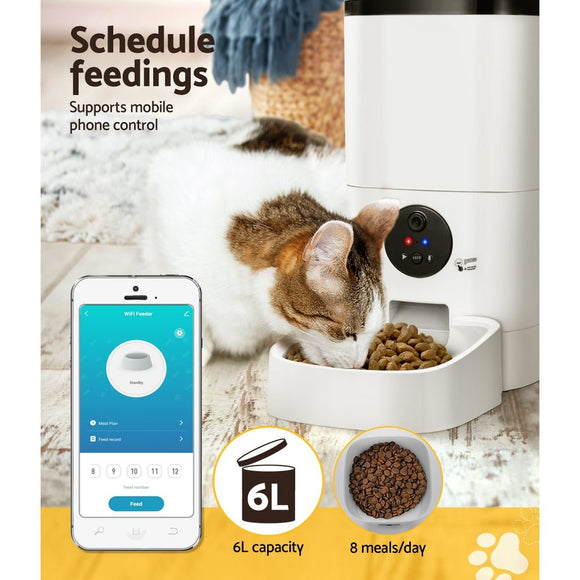 i.Pet Automatic Pet Feeder 6L Wifi Camera Dog Cat Smart Food Dispenser Timer - RnR Galore