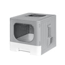 i.Pet Cat Litter Box Large Tray Kitty Toilet Enclosed Hooded Foldable Cat Litter Box Scoop Grey - RnR Galore