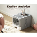 i.Pet Cat Litter Box Large Tray Kitty Toilet Enclosed Hooded Foldable Cat Litter Box Scoop Grey - RnR Galore
