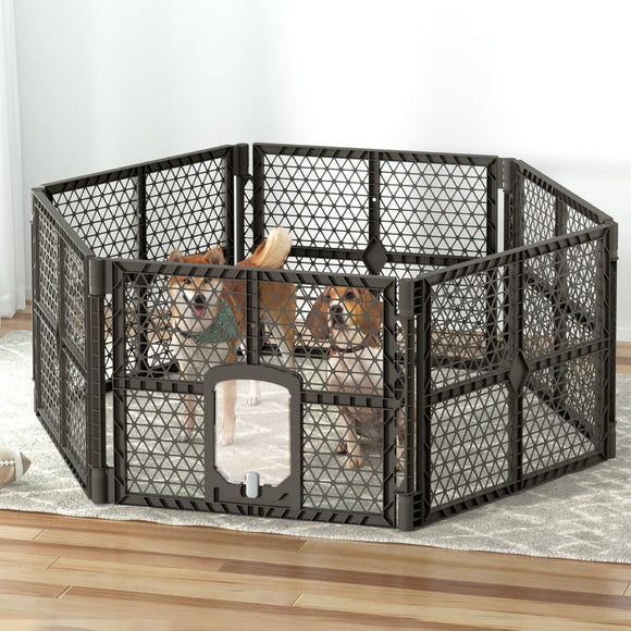 i.Pet Dog Playpen Enclosure 6 Panel Pet Fence Plastic Play Pen - RnR Galore