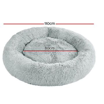 i.Pet Pet Bed Dog Cat 110cm Calming Extra Large Soft Plush Light Grey - RnR Galore