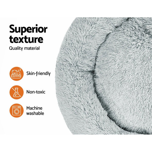 i.Pet Pet Bed Dog Cat 110cm Calming Extra Large Soft Plush Light Grey - RnR Galore
