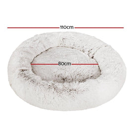 i.Pet Pet Bed Dog Cat 110cm Calming Extra Large Soft Plush White Brown - RnR Galore