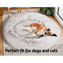 i.Pet Pet Bed Dog Cat 110cm Calming Extra Large Soft Plush White Brown - RnR Galore