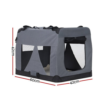 i.Pet Pet Carrier Soft Crate Dog Cat Travel 60x42CM Portable Foldable Car M - RnR Galore
