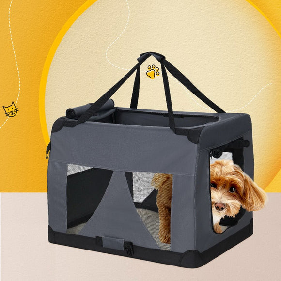 i.Pet Pet Carrier Soft Crate Dog Cat Travel 60x42CM Portable Foldable Car M - RnR Galore