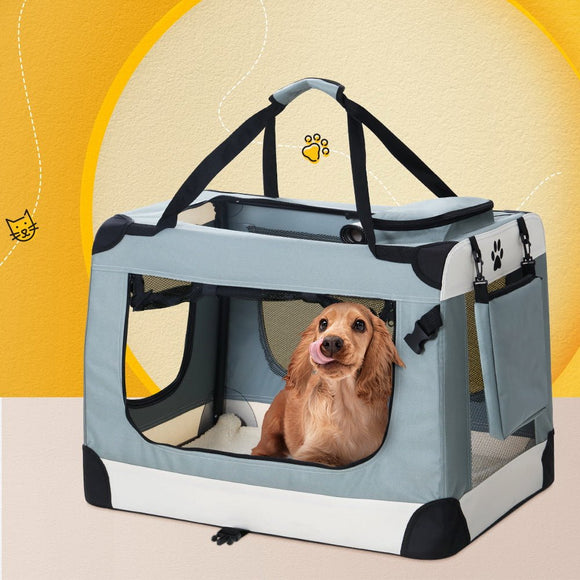 i.Pet Pet Carrier Soft Crate Dog Cat Travel 70x52CM Portable Foldable Car Large - RnR Galore