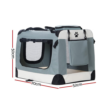 i.Pet Pet Carrier Soft Crate Dog Cat Travel 70x52CM Portable Foldable Car Large - RnR Galore
