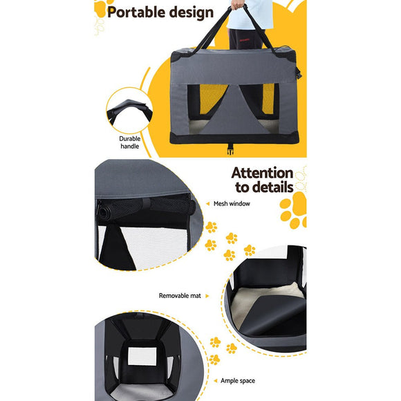 i.Pet Pet Carrier Soft Crate Dog Cat Travel 82x58CM Portable Foldable Car XL - RnR Galore