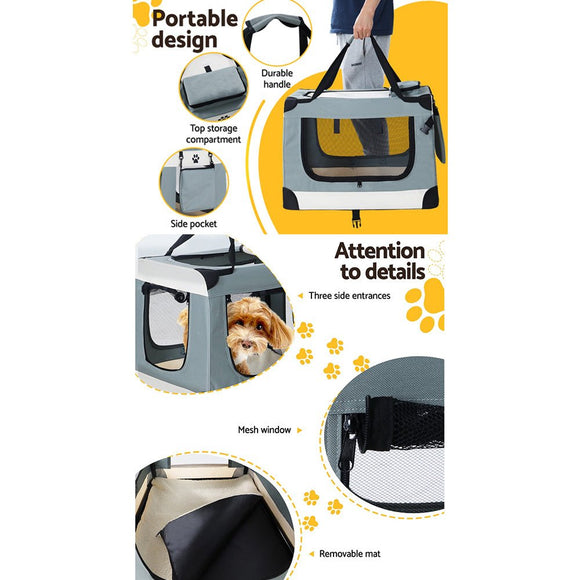 i.Pet Pet Carrier Soft Crate Dog Cat Travel 90x61CM Portable Foldable Car 2XL - RnR Galore