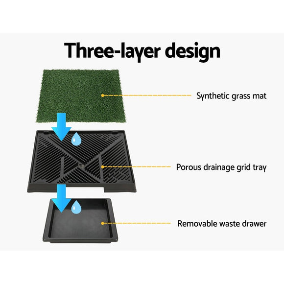 i.Pet Pet Training Pad Dog Potty Toilet Large Portable With Tray Grass 2 Mats - RnR Galore