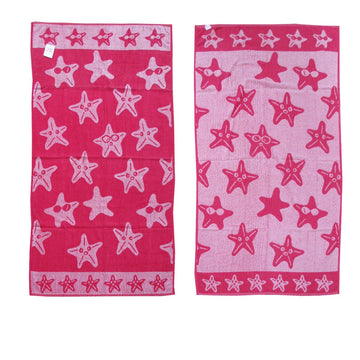 Jacquard Velour Reversible Beach Towel Hot Pink Stars - RnR Galore