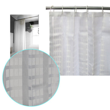 Jacquard White Checkered Bathroom Shower Curtain 180cm wide x 210 cm long - RnR Galore