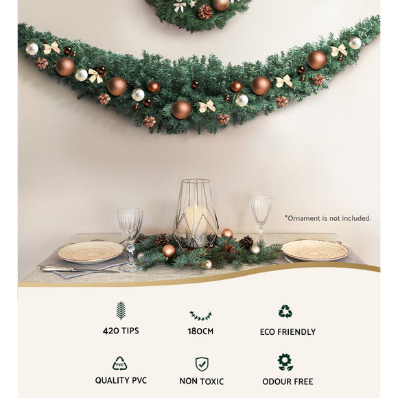Jingle Jollys 1.8m Christmas Garland Xmas Decorations Green Wedding Party - RnR Galore