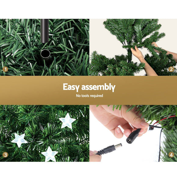Jingle Jollys 2.4m Christmas Tree Optic Fibre LED Xmas tree Multi Colour - RnR Galore