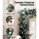 Jingle Jollys 2.7m Christmas Garland with LED Lights Snowy Decoration Xmas Party - RnR Galore