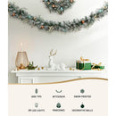 Jingle Jollys 2.7m Christmas Garland with LED Lights Snowy Decoration Xmas Party - RnR Galore