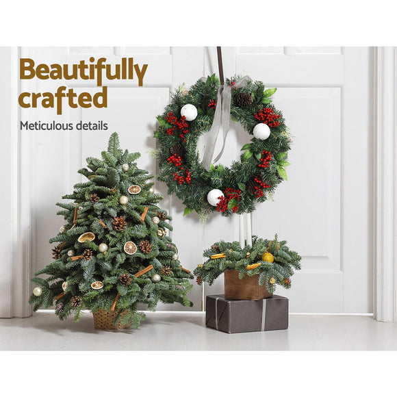 Jingle Jollys 2FT 60CM Christmas Wreath with Decor Xmas Tree Decoration - RnR Galore