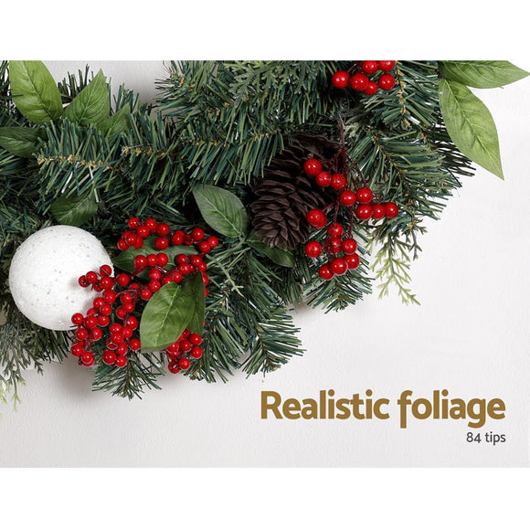 Jingle Jollys 2FT 60CM Christmas Wreath with Decor Xmas Tree Decoration - RnR Galore