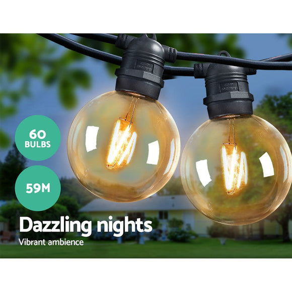 Jingle Jollys 59m LED Festoon Lights Sting Lighting Kits Wedding Outdoor Party - RnR Galore