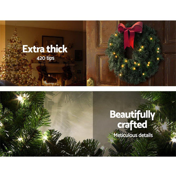 Jingle Jollys 60cm Christmas Wreath Garland Xmas Decorations Wedding Party - RnR Galore