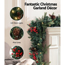 Jingle Jollys Christmas Garland with Wreath Set LED Lights Xmas Tree Decor - RnR Galore
