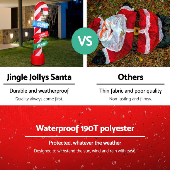 Jingle Jollys Christmas Inflatable Candy Pole 2.4M Illuminated Decorations - RnR Galore