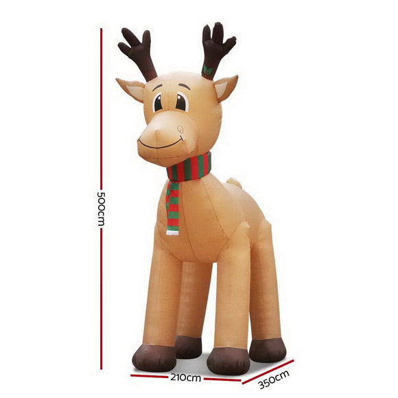 Jingle Jollys Christmas Inflatable Reindeer 5M Illuminated Decorations - RnR Galore
