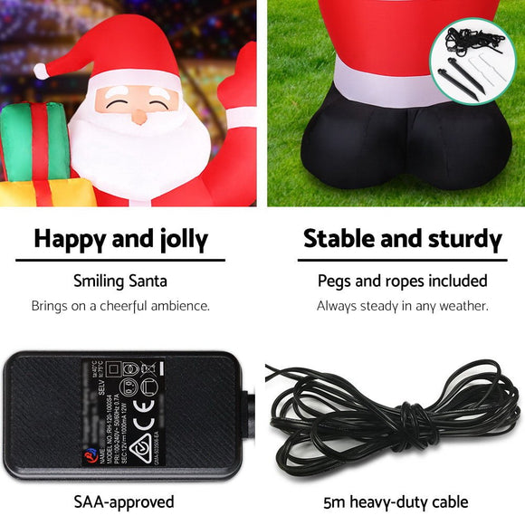 Jingle Jollys Christmas Inflatable Santa 2.4M Illuminated Decorations - RnR Galore
