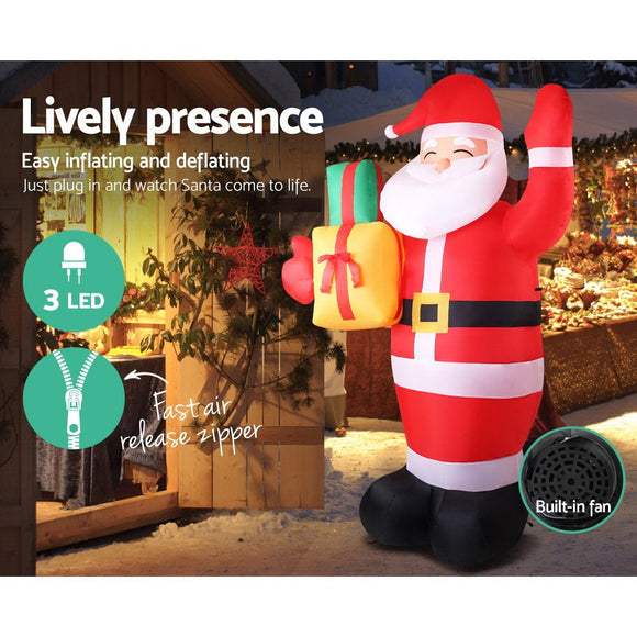 Jingle Jollys Christmas Inflatable Santa 2.4M Illuminated Decorations - RnR Galore