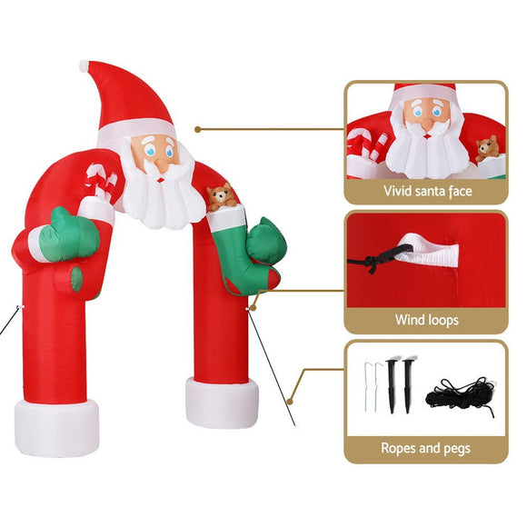 Jingle Jollys Christmas Inflatable Santa Archway 2.3M Outdoor Decorations Lights - RnR Galore