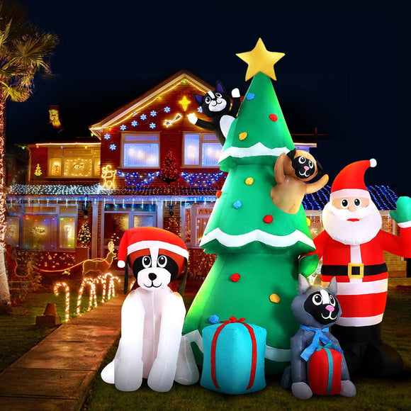 Jingle Jollys Christmas Inflatable Santa Tree 3M Illuminated Decorations - RnR Galore